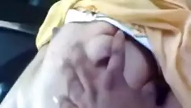 Tamil young wife boobs sucked in car