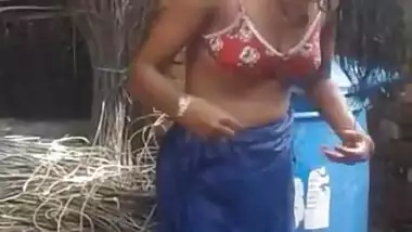 Village newly married girl open bathing, captured