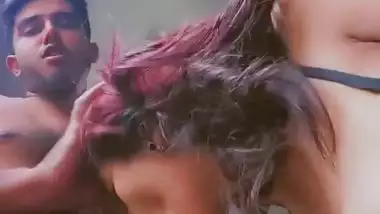 Red head girl blowjob with sharp boobs showing