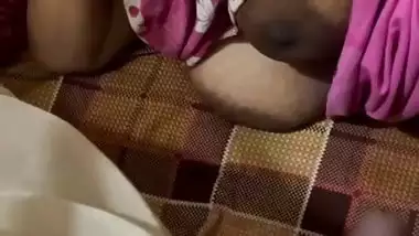 Son masturbating before mom with her big boobs shown