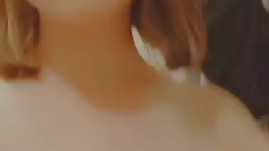 Brown hair girl cute boobs showing selfie MMS