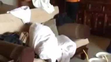 Big boob desi wife soniya in bra & shorts teasing room service boy