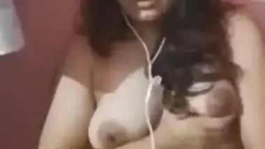 Horny girlfriend with dildo masturbating on video call