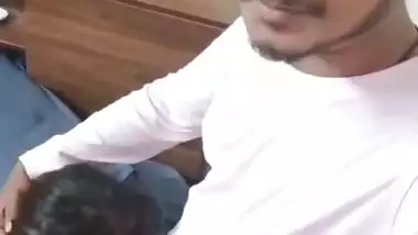 Cute girlfriend hot blowjob to boyfriend with smile