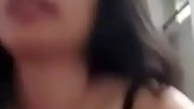 Short hair college girl stripping bra and showing boobs